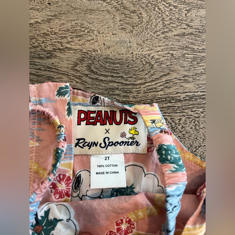 Reyn Spooner x Peanuts Girls Sundress Size 2 T Surfing Snoopy Back Zip - Picture 6 of 11
